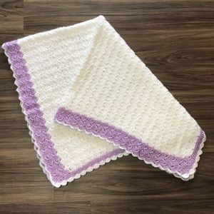crocheted baby blanket purple super soft yarn